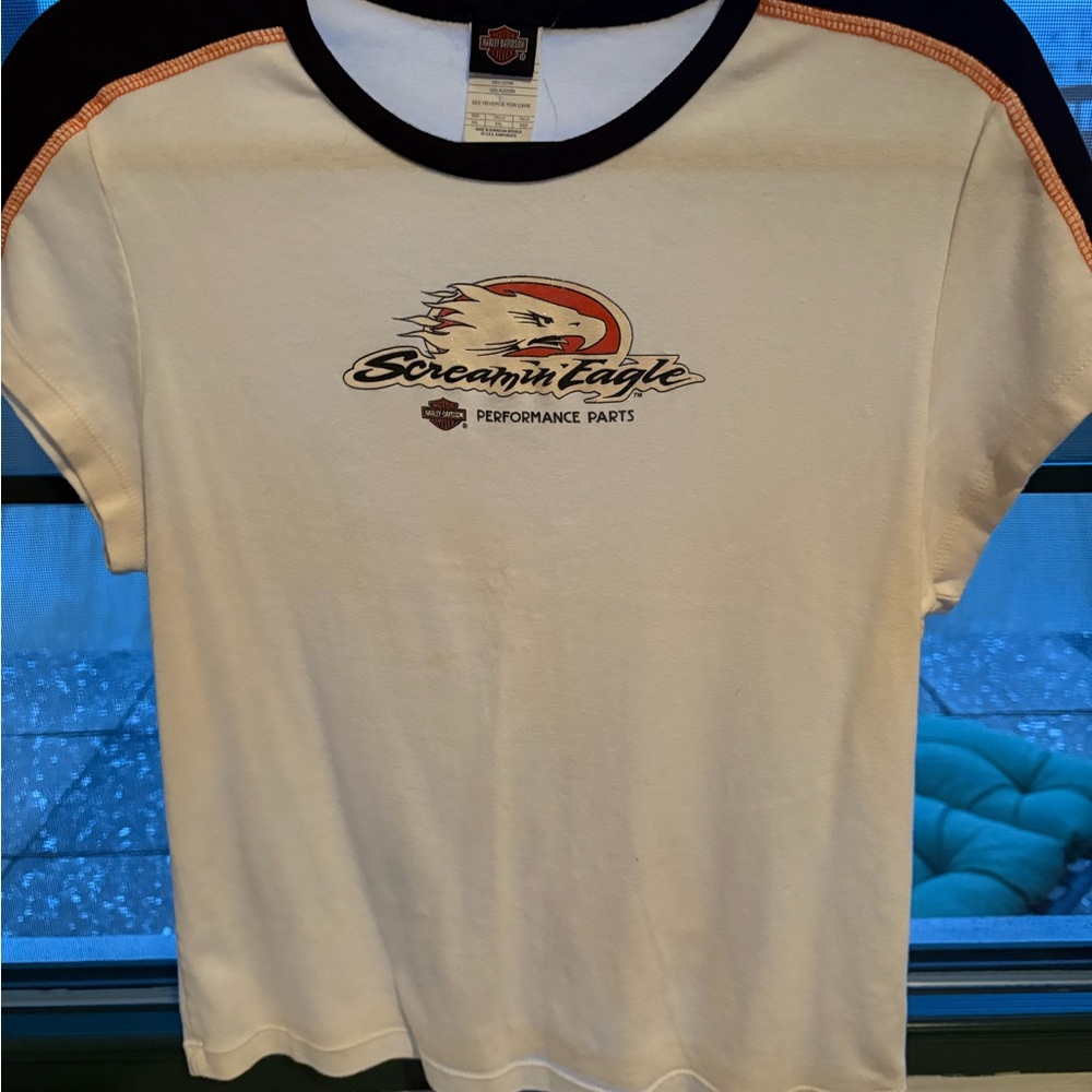 Harley-Davidson White Tee with Black Trim